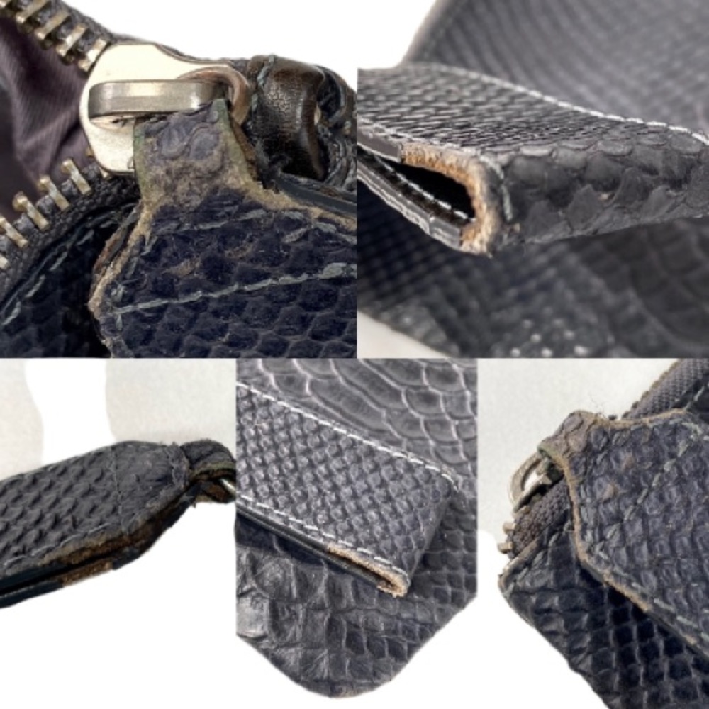All Saints Leather Clutch Bag Python Embossed Dar… - image 8